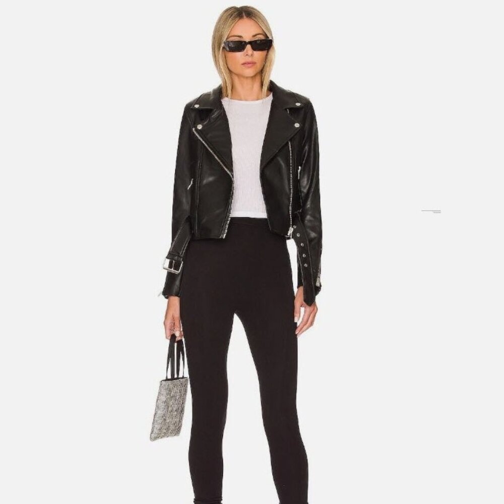 Blank NYC Vegan Leather Moto Biker Jacket Size Medium NEW